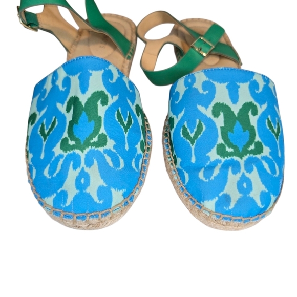 Talbots Izzy Ikat Medallion Espadrille Sandals Blue Green Size 9 - Picture 5 of 12
